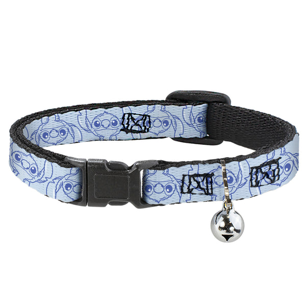 Buckle-Down Breakaway Cat Collar with Bell - Stitch Pose Flip Light Blue/Blue