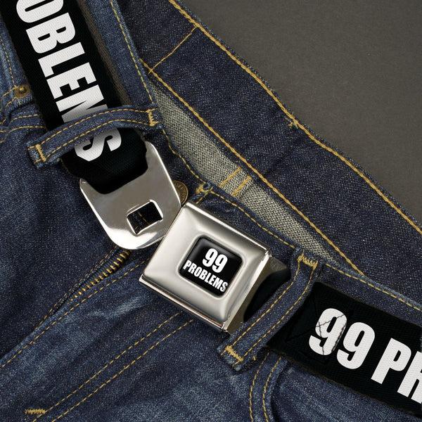 Buckle-Down Buckle-Down 99 PROBLEMS Full Color Black/White Seatbelt Belt - 99 PROBLEMS Black/White Webbing