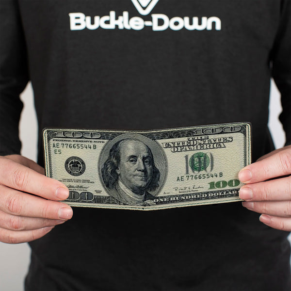Buckle-Down Bi-Fold Wallet - 100 Dollar Bills