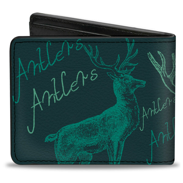 Buckle-Down Bi-Fold Wallet - Antlers Turquoise