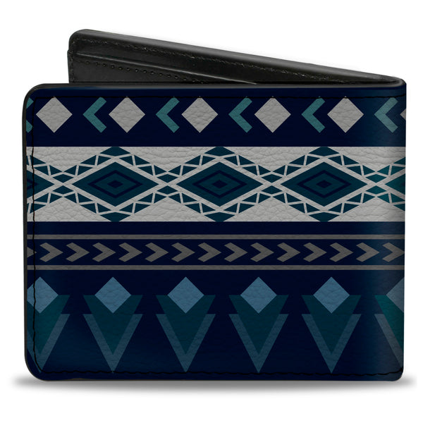 Buckle-Down Bi-Fold Wallet - Aztec4 Blues White Gray