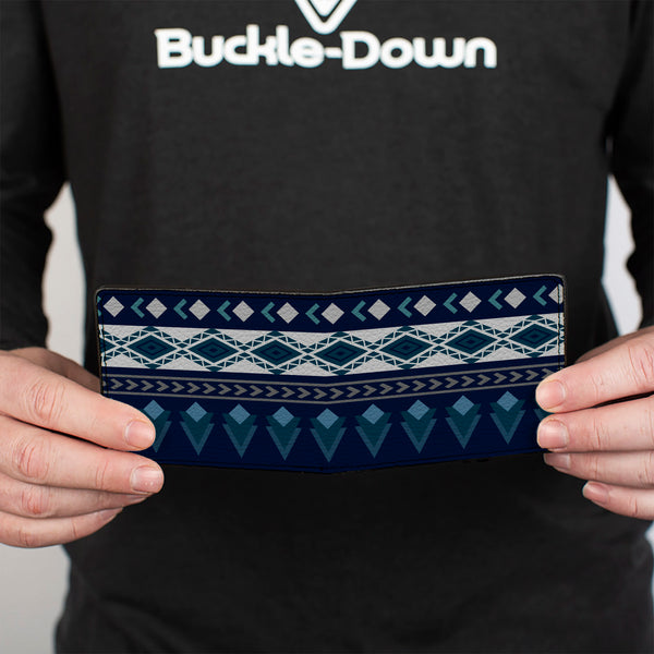 Buckle-Down Bi-Fold Wallet - Aztec4 Blues White Gray