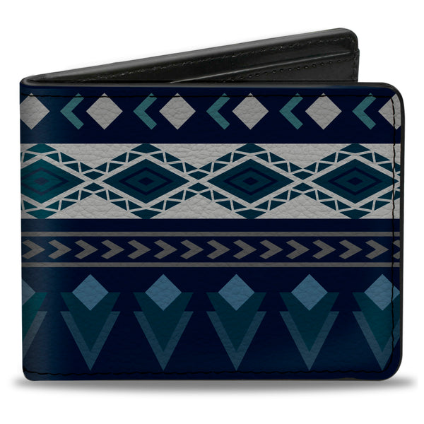 Buckle-Down Bi-Fold Wallet - Aztec4 Blues White Gray