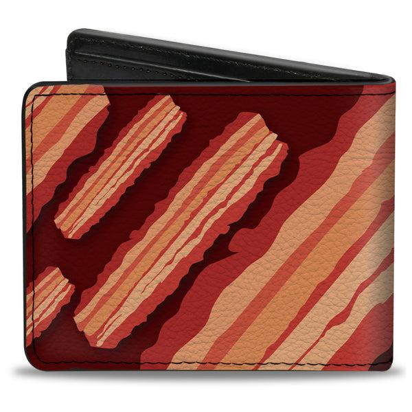 Buckle-Down Bi-Fold Wallet - Bacon Slices Maroon