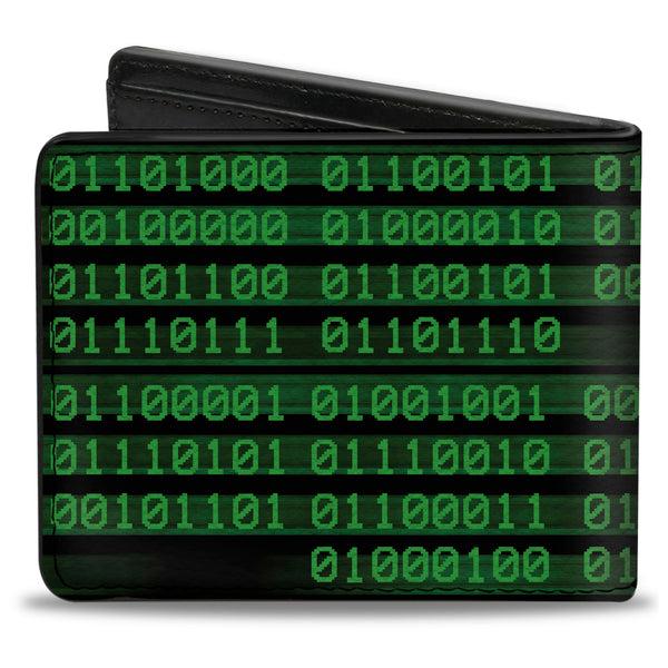 Buckle-Down Bi-Fold Wallet - Binary Code Black Green