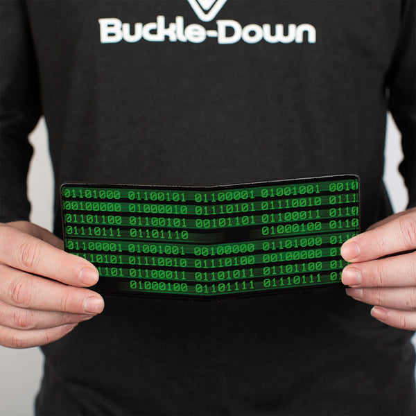 Buckle-Down Bi-Fold Wallet - Binary Code Black Green