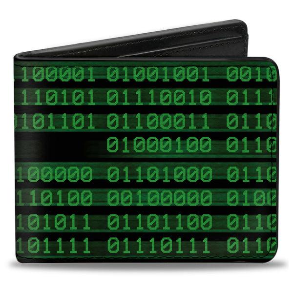 Buckle-Down Bi-Fold Wallet - Binary Code Black Green