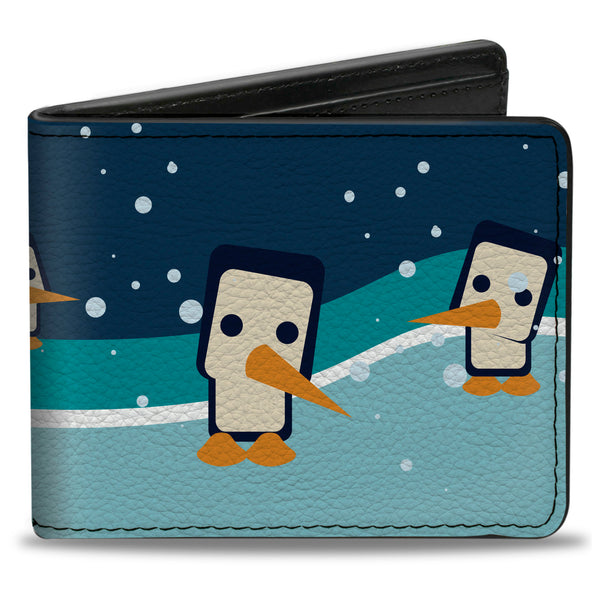 Buckle-Down Bi-Fold Wallet - Block Penguins Navy