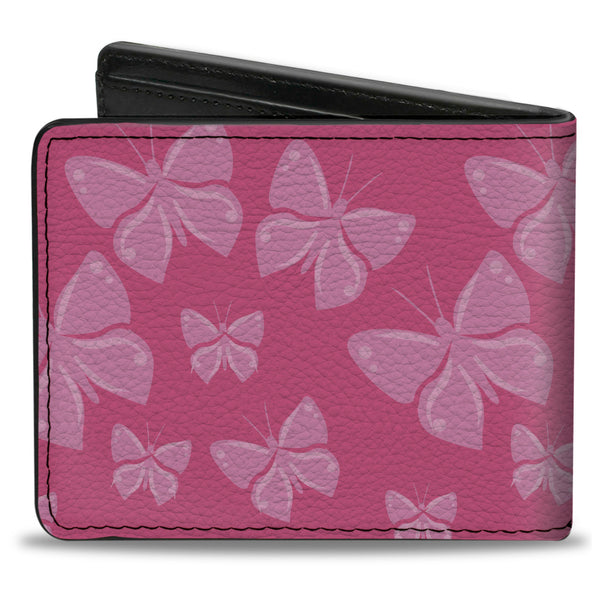 Buckle-Down Bi-Fold Wallet - Butterflies Pink