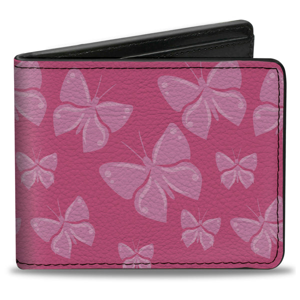 Buckle-Down Bi-Fold Wallet - Butterflies Pink