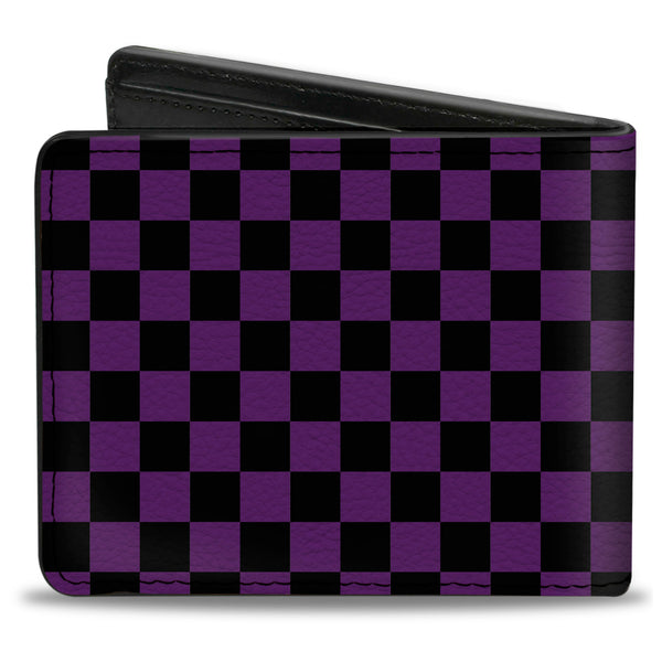 Buckle-Down Bi-Fold Wallet - Checker Black Purple
