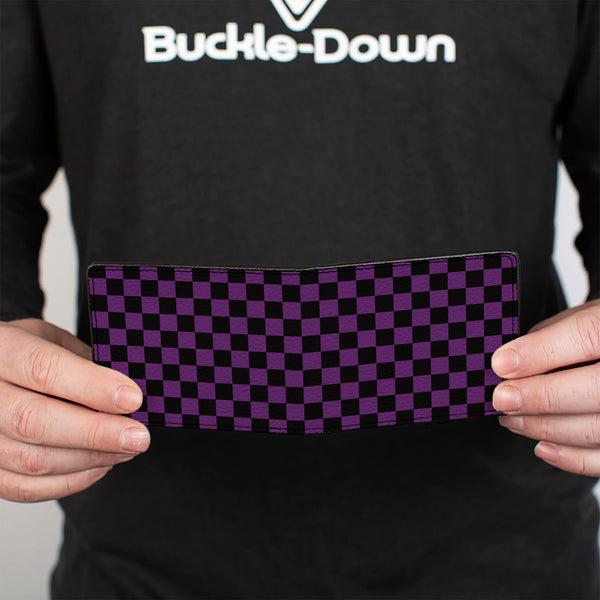 Buckle-Down Bi-Fold Wallet - Checker Black Purple