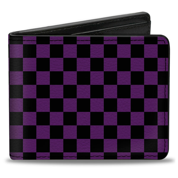 Buckle-Down Bi-Fold Wallet - Checker Black Purple