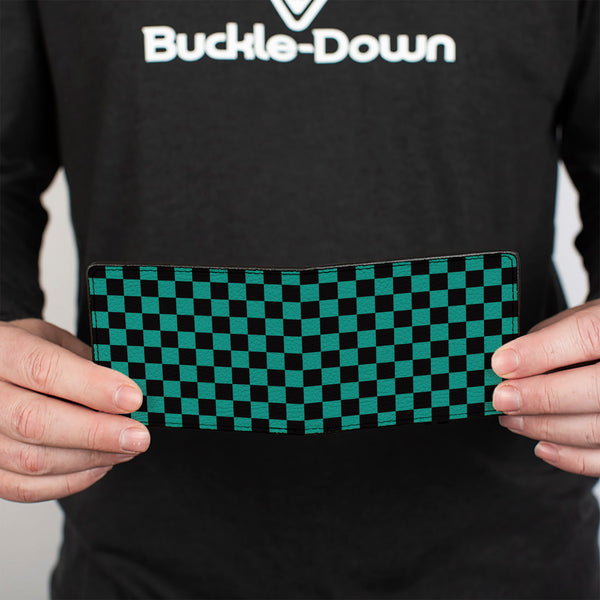 Buckle-Down Bi-Fold Wallet - Checker Black Teal