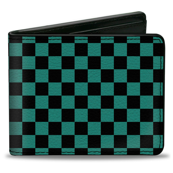 Buckle-Down Bi-Fold Wallet - Checker Black Teal