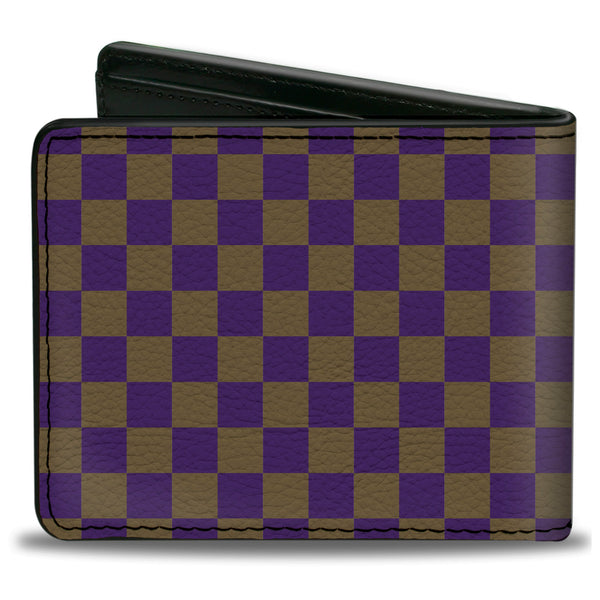 Buckle-Down Bi-Fold Wallet - Checker Purple Gold