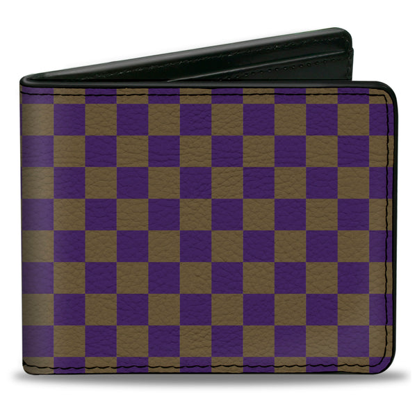 Buckle-Down Bi-Fold Wallet - Checker Purple Gold