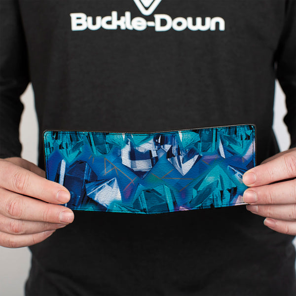 Buckle-Down Bi-Fold Wallet - Crystals2 Blues Purples