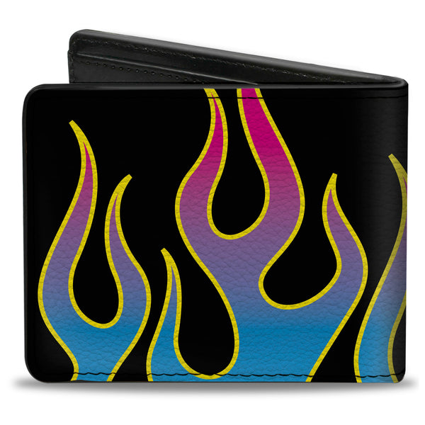 Buckle-Down Bi-Fold Wallet - Flames Black Blue Pink