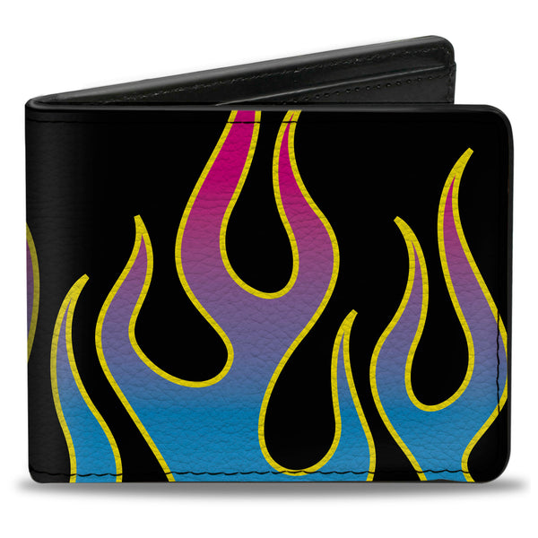 Buckle-Down Bi-Fold Wallet - Flames Black Blue Pink