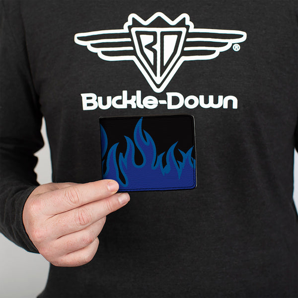 Buckle-Down Bi-Fold Wallet - Flames Black Blues