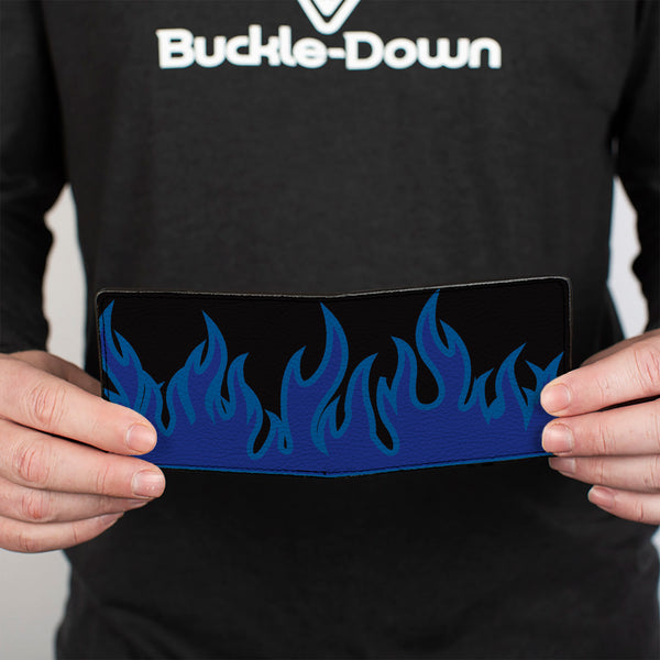 Buckle-Down Bi-Fold Wallet - Flames Black Blues