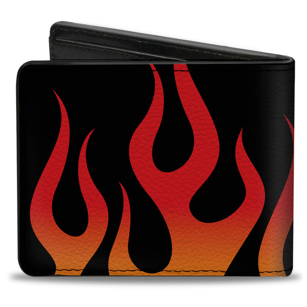 Buckle-Down Bi-Fold Wallet - Flames Black Orange Red