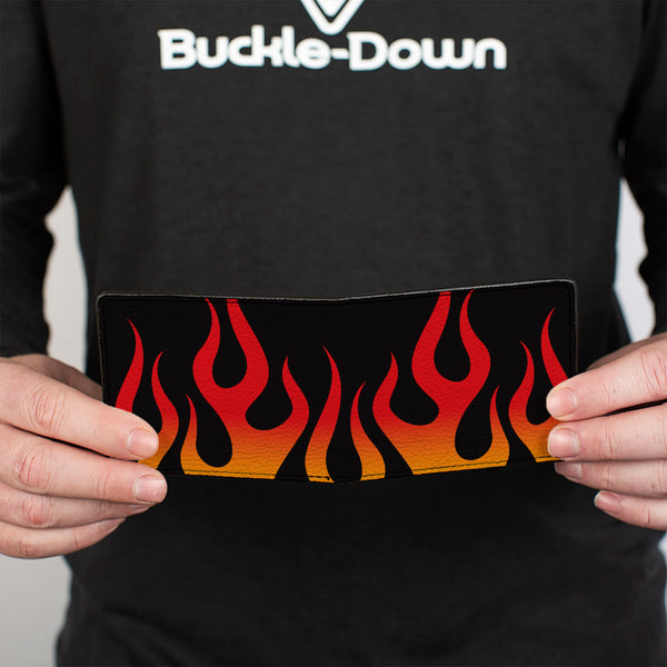 Buckle-Down Bi-Fold Wallet - Flames Black Orange Red
