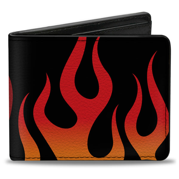 Buckle-Down Bi-Fold Wallet - Flames Black Orange Red