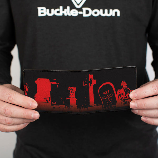 Buckle-Down Bi-Fold Wallet - Graveyard Black Red