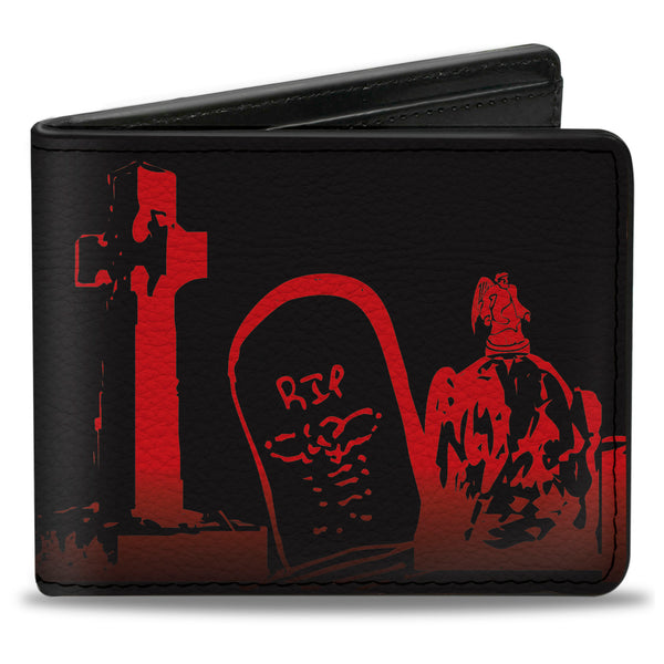 Buckle-Down Bi-Fold Wallet - Graveyard Black Red