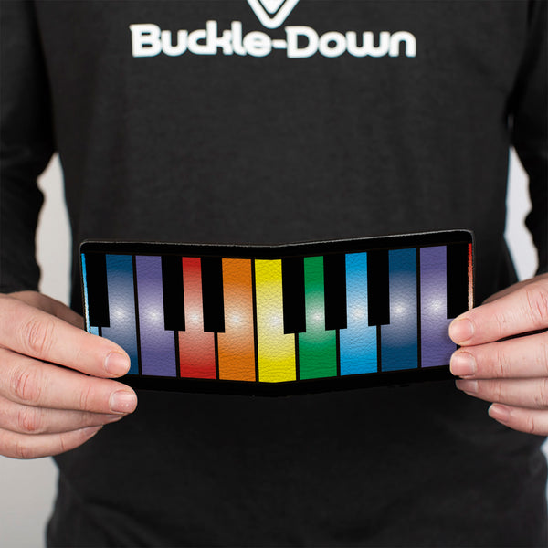 Buckle-Down Bi-Fold Wallet - Piano Keys Rainbow