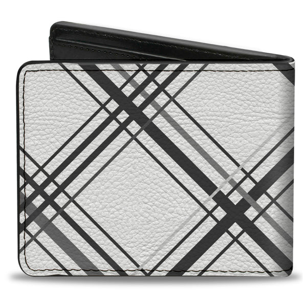 Buckle-Down Bi-Fold Wallet - Plaid X White Gray