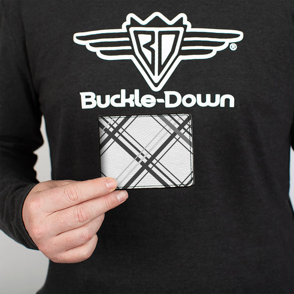 Buckle-Down Bi-Fold Wallet - Plaid X White Gray