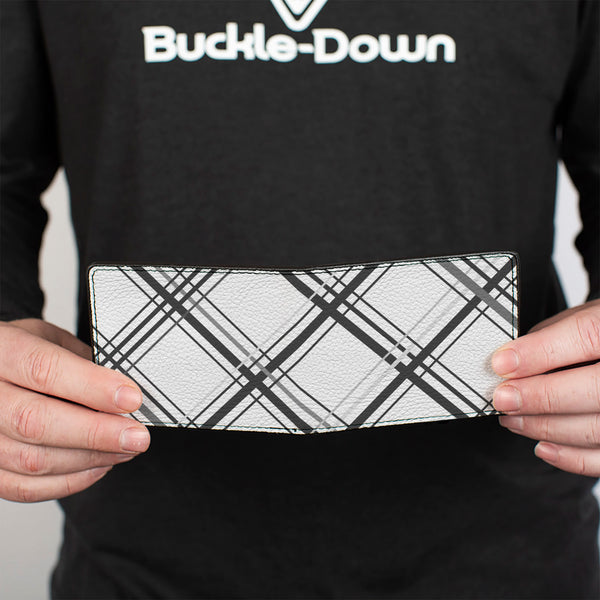 Buckle-Down Bi-Fold Wallet - Plaid X White Gray