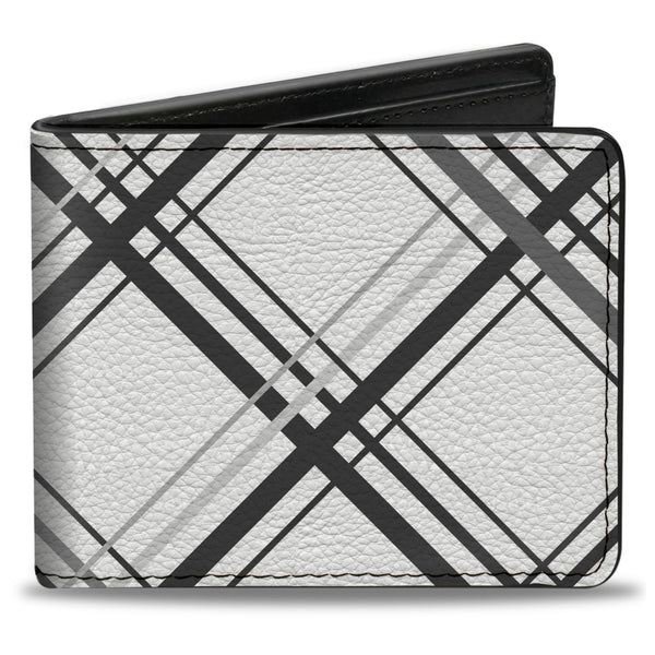 Buckle-Down Bi-Fold Wallet - Plaid X White Gray