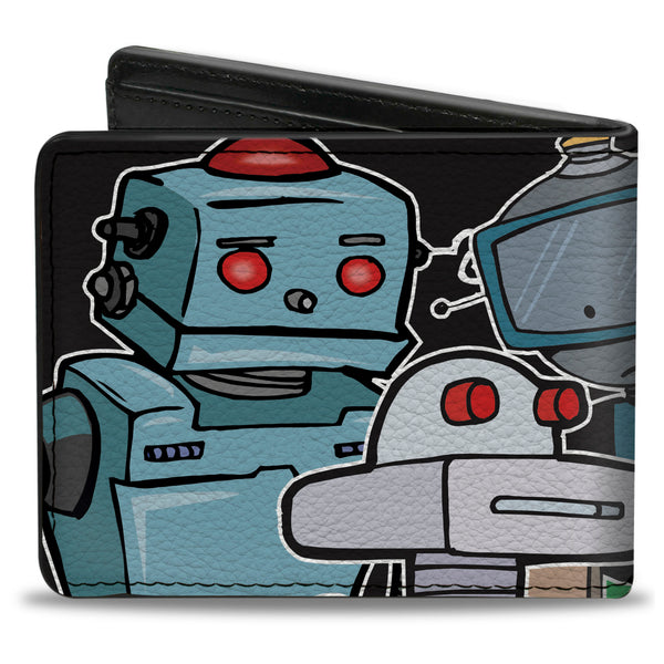 Buckle-Down Bi-Fold Wallet - Robots CLOSE-UP Black
