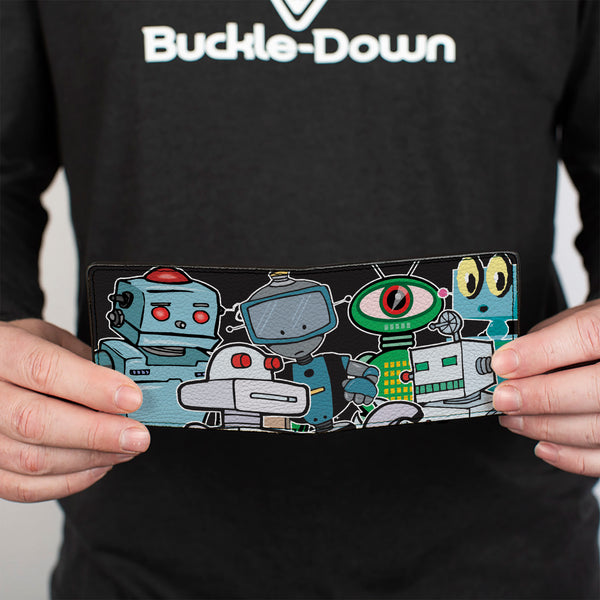 Buckle-Down Bi-Fold Wallet - Robots CLOSE-UP Black