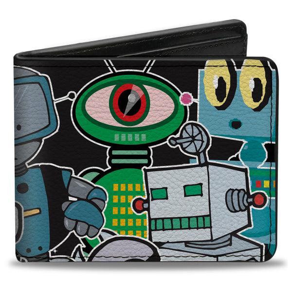 Buckle-Down Bi-Fold Wallet - Robots CLOSE-UP Black
