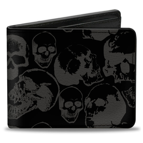 Buckle-Down Bi-Fold Wallet - Skull Pile Black Gray