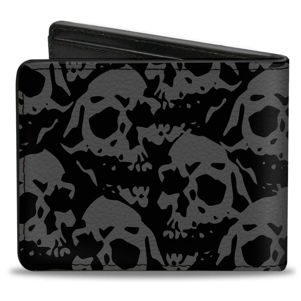 Buckle-Down Bi-Fold Wallet - Skull Yard Black Gray