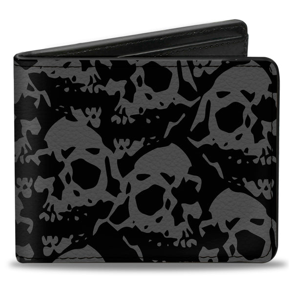 Buckle-Down Bi-Fold Wallet - Skull Yard Black Gray