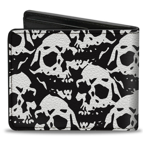 Buckle-Down Bi-Fold Wallet - Skull Yard Black White