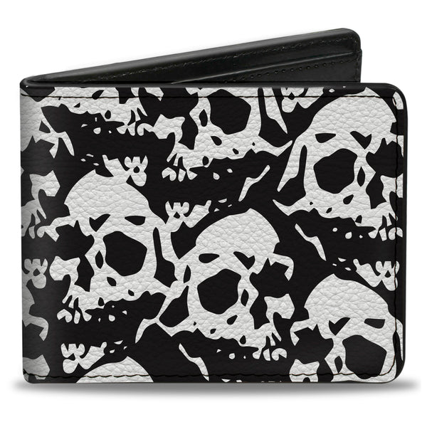 Buckle-Down Bi-Fold Wallet - Skull Yard Black White
