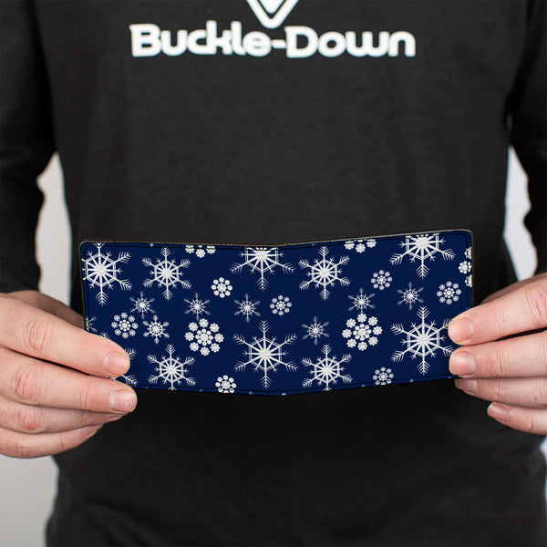 Buckle-Down Bi-Fold Wallet - Snowflakes Blue White