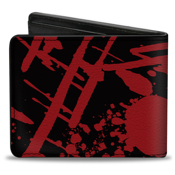 Buckle-Down Bi-Fold Wallet - Splatter Black Red