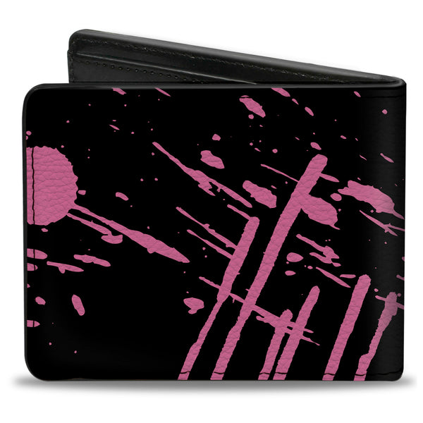 Buckle-Down Bi-Fold Wallet - Splatter White Pink