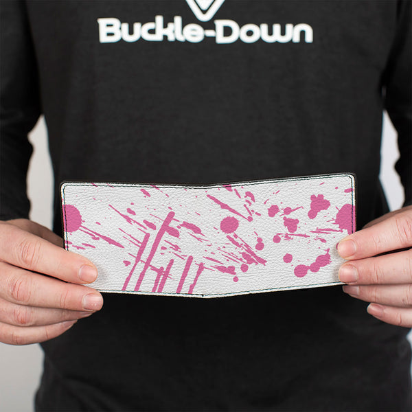 Buckle-Down Bi-Fold Wallet - Splatter White Pink