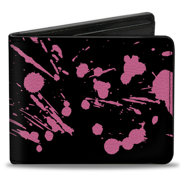 Buckle-Down Bi-Fold Wallet - Splatter White Pink