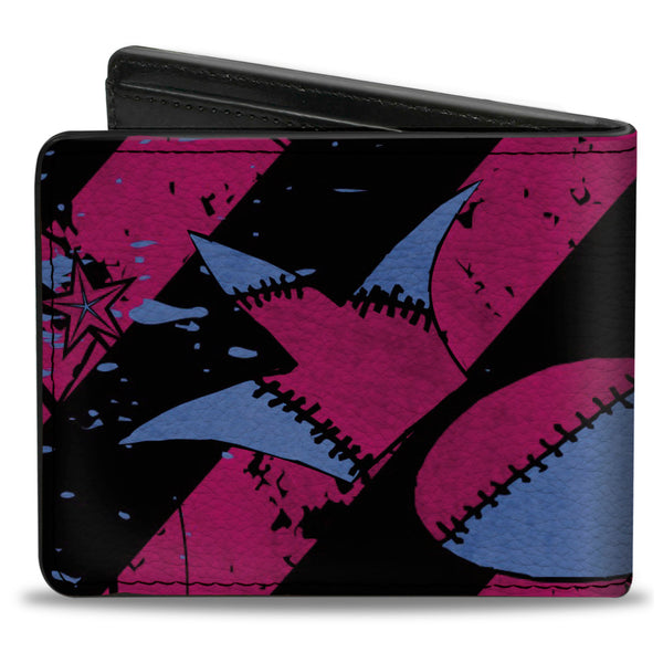 Buckle-Down Bi-Fold Wallet - Voodoo Black Pink Blue